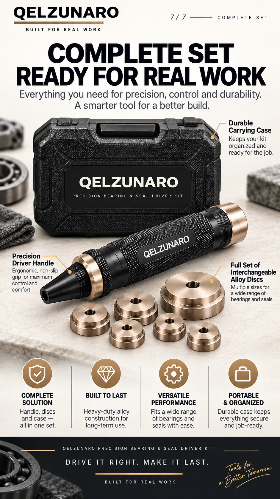 QELZUNARO complete precision bearing and seal driver kit